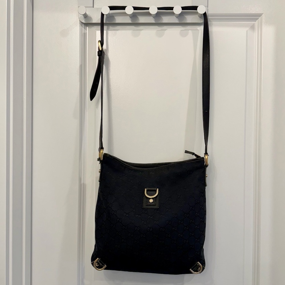 Authentic Gucci GG Monogrammed Canvas Black Crossbody Bag